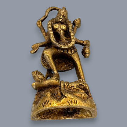 Antique Brass Kali Statue Hindu Goddess Mahakali Murti Devotional Art