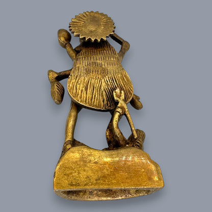 Antique Brass Kali Statue Hindu Goddess Mahakali Murti Devotional Art