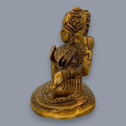 Antique Brass Guan Yin & Lakshmi Statue Set Sacred Oriental Divine Art