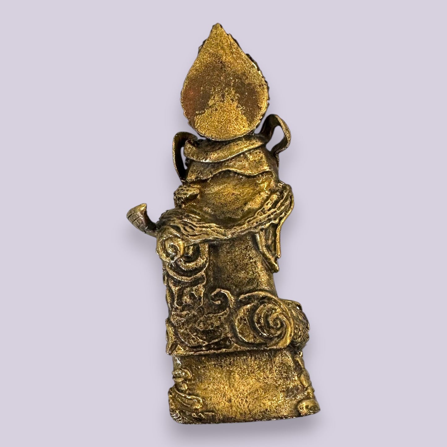 Antique Brass Guan Yin Dragon Statue Oriental Goddess Mercy Figurine