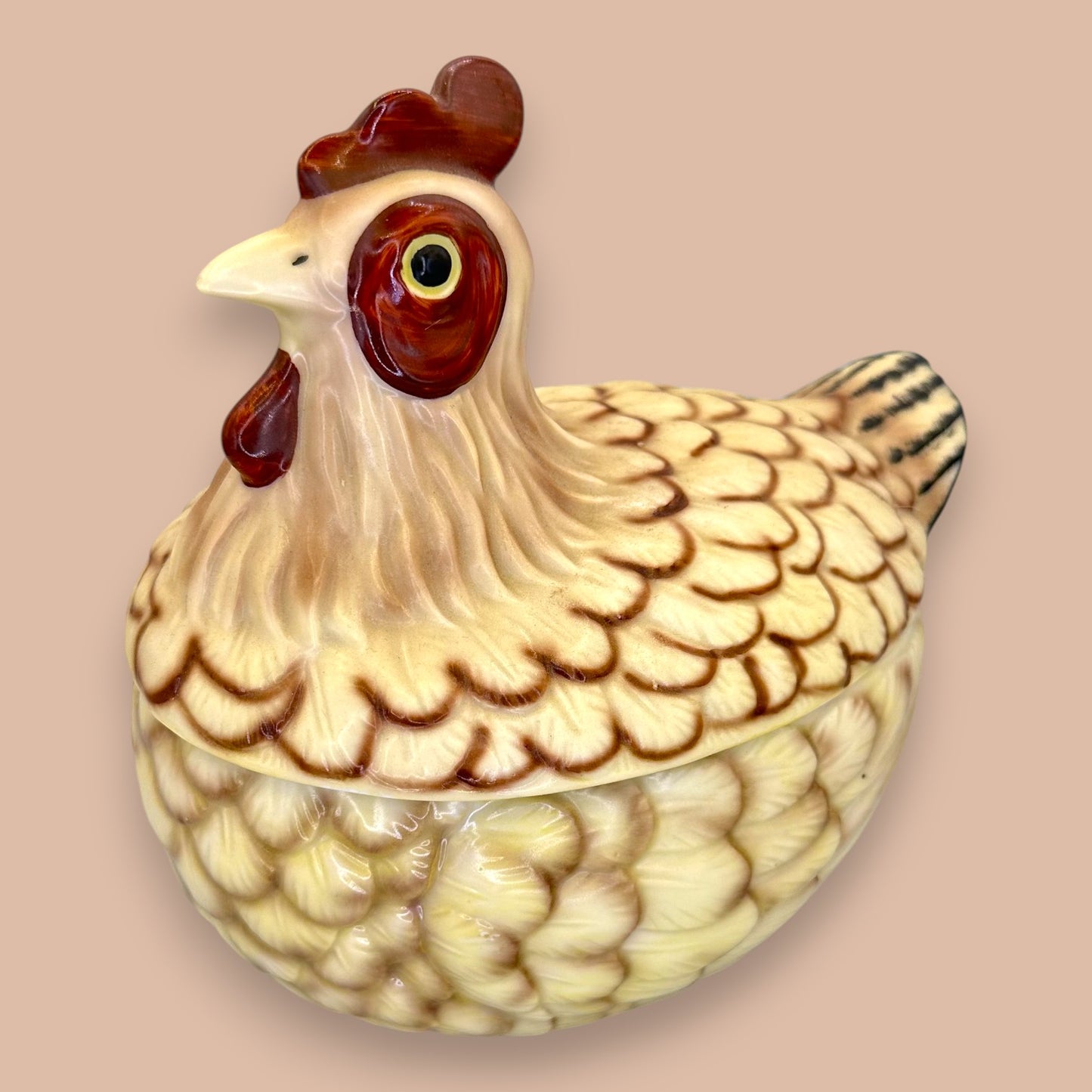 Vintage Ceramic Hen on Nest Covered Casserole Dish - Country Chic