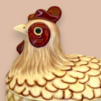 Vintage Ceramic Hen on Nest Covered Casserole Dish - Country Chic