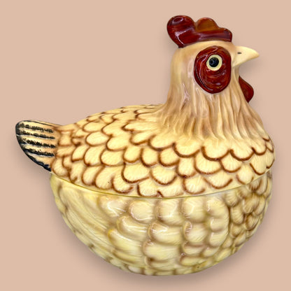 Vintage Ceramic Hen on Nest Covered Casserole Dish - Country Chic