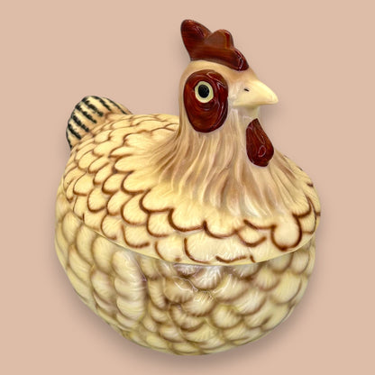 Vintage Ceramic Hen on Nest Covered Casserole Dish - Country Chic
