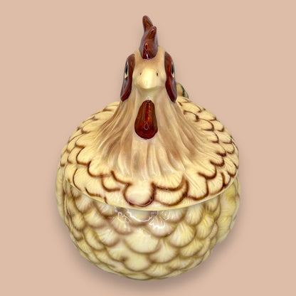 Vintage Ceramic Hen on Nest Covered Casserole Dish - Country Chic