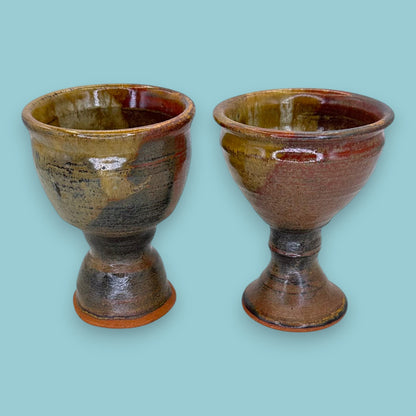 Artisan Studio Pottery Stoneware Goblets - Earthy Pair