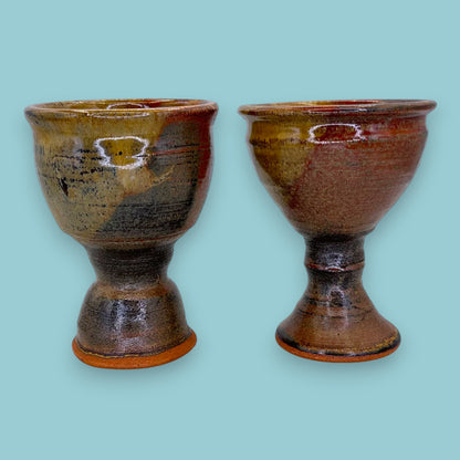 Artisan Studio Pottery Stoneware Goblets - Earthy Pair