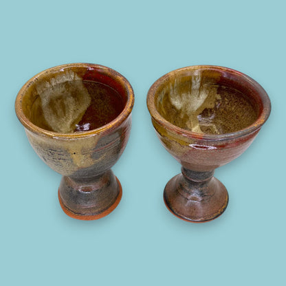 Artisan Studio Pottery Stoneware Goblets - Earthy Pair
