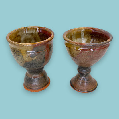 Artisan Studio Pottery Stoneware Goblets - Earthy Pair