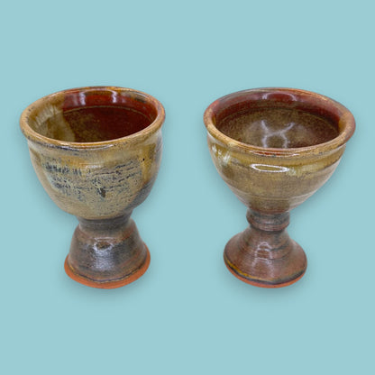 Artisan Studio Pottery Stoneware Goblets - Earthy Pair