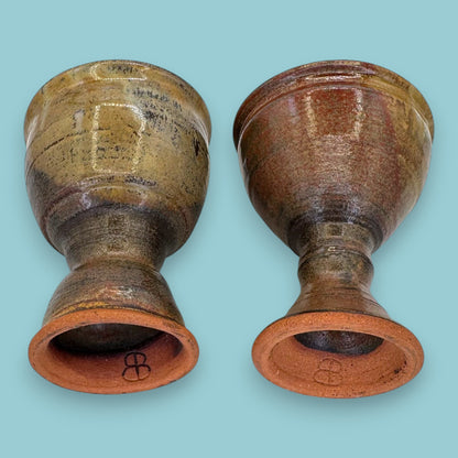 Artisan Studio Pottery Stoneware Goblets - Earthy Pair