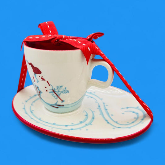 Starbucks Holiday 2007 Penguin & Snowman Cup and Plate Set – Seasonal Replacement Mug