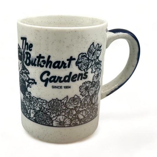 1970s Vintage Blue Speckled The Butchart Gardens Collector's Mug