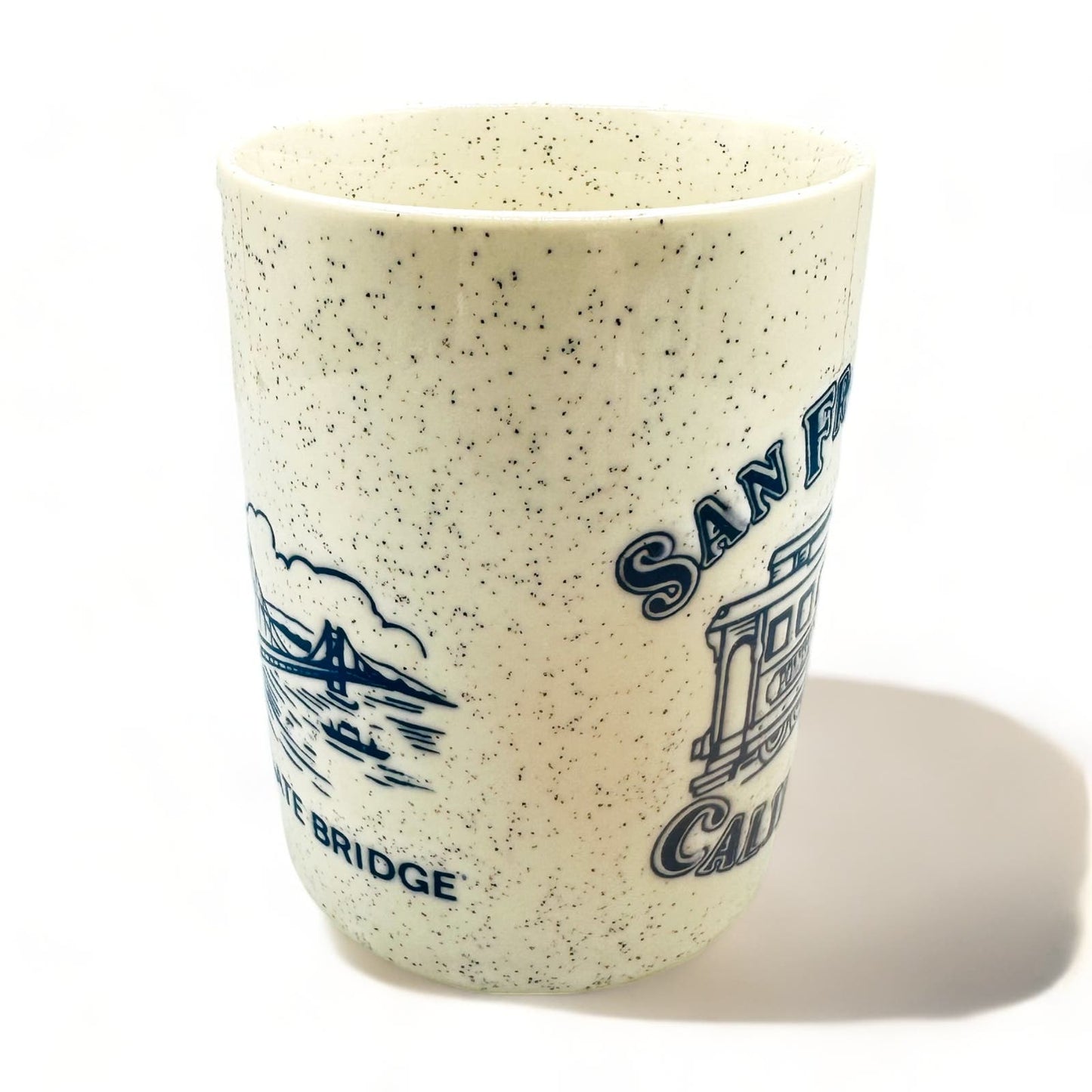 1978 San Francisco Cable Car Tourist Mug - Vintage Blue Speckled Design