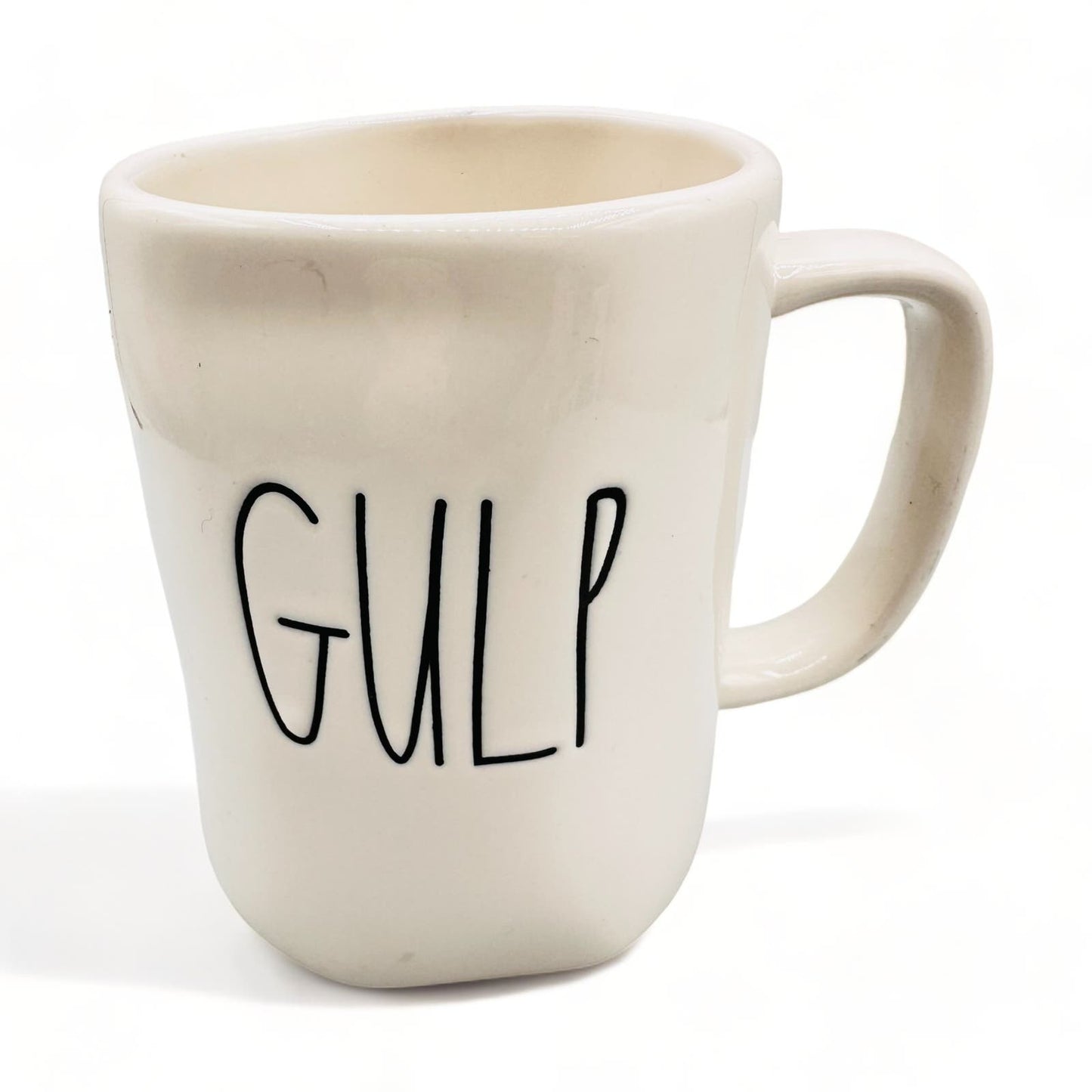 Rae Dunn White Ceramic "SIP" and "GULP" Large Mugs