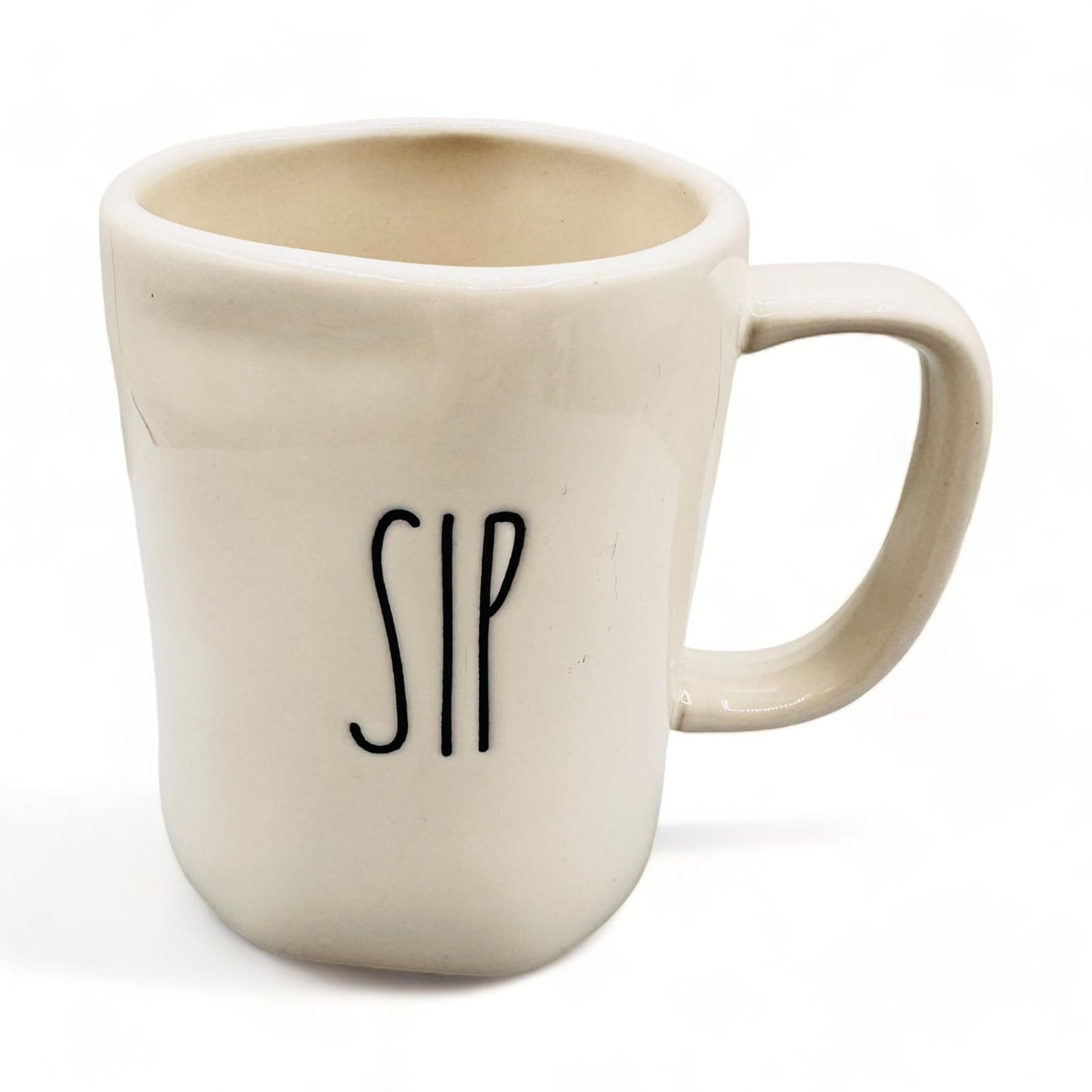 Rae Dunn White Ceramic "SIP" and "GULP" Large Mugs