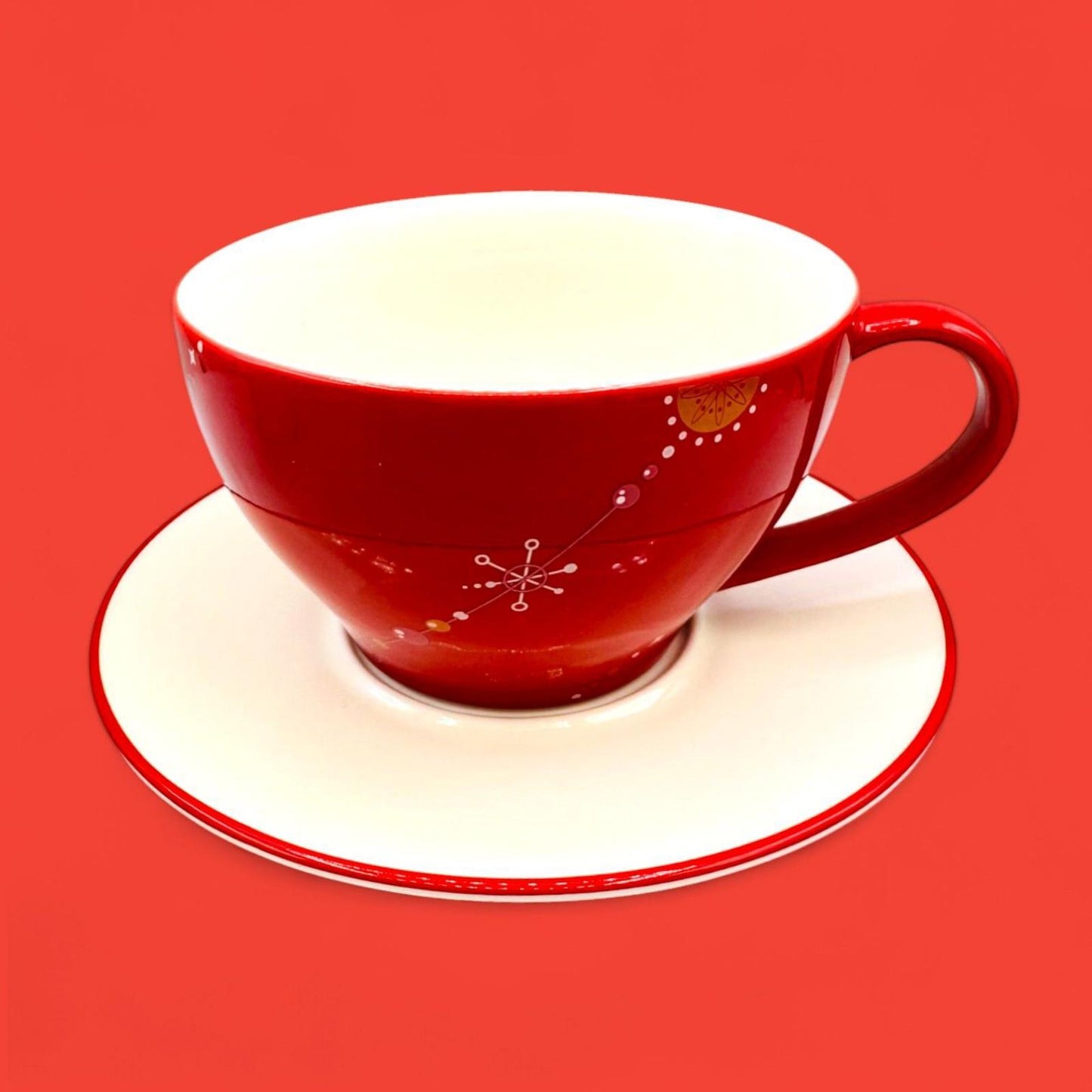 Starbucks 2006 Red Christmas Tree Holiday Decoration Cup & Saucer Set – Seasonal Replacement Mug