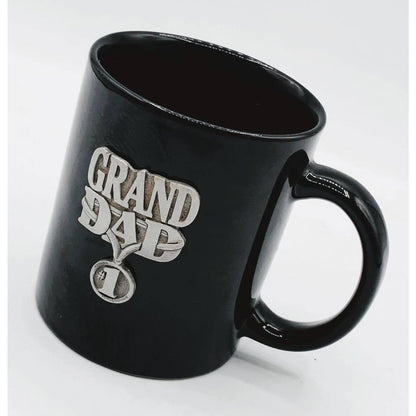 Number 1 Grand Dad MUG Pewter Badge  - Vintage Mug