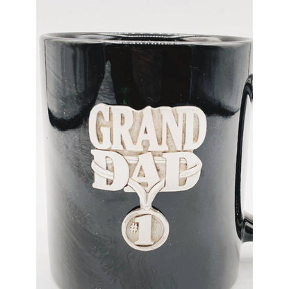 Number 1 Grand Dad MUG Pewter Badge  - Vintage Mug