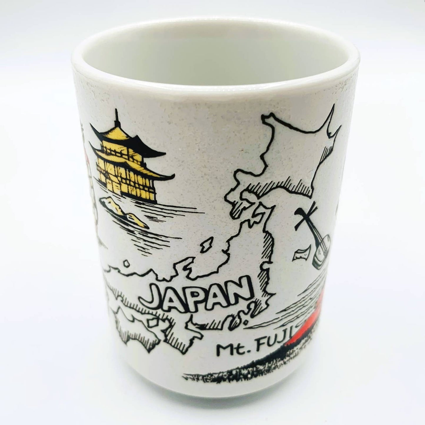 MUG: Japanese Tea Mug / Styized images of Japan, Temples, Sumo Wrestlers and Geisha's