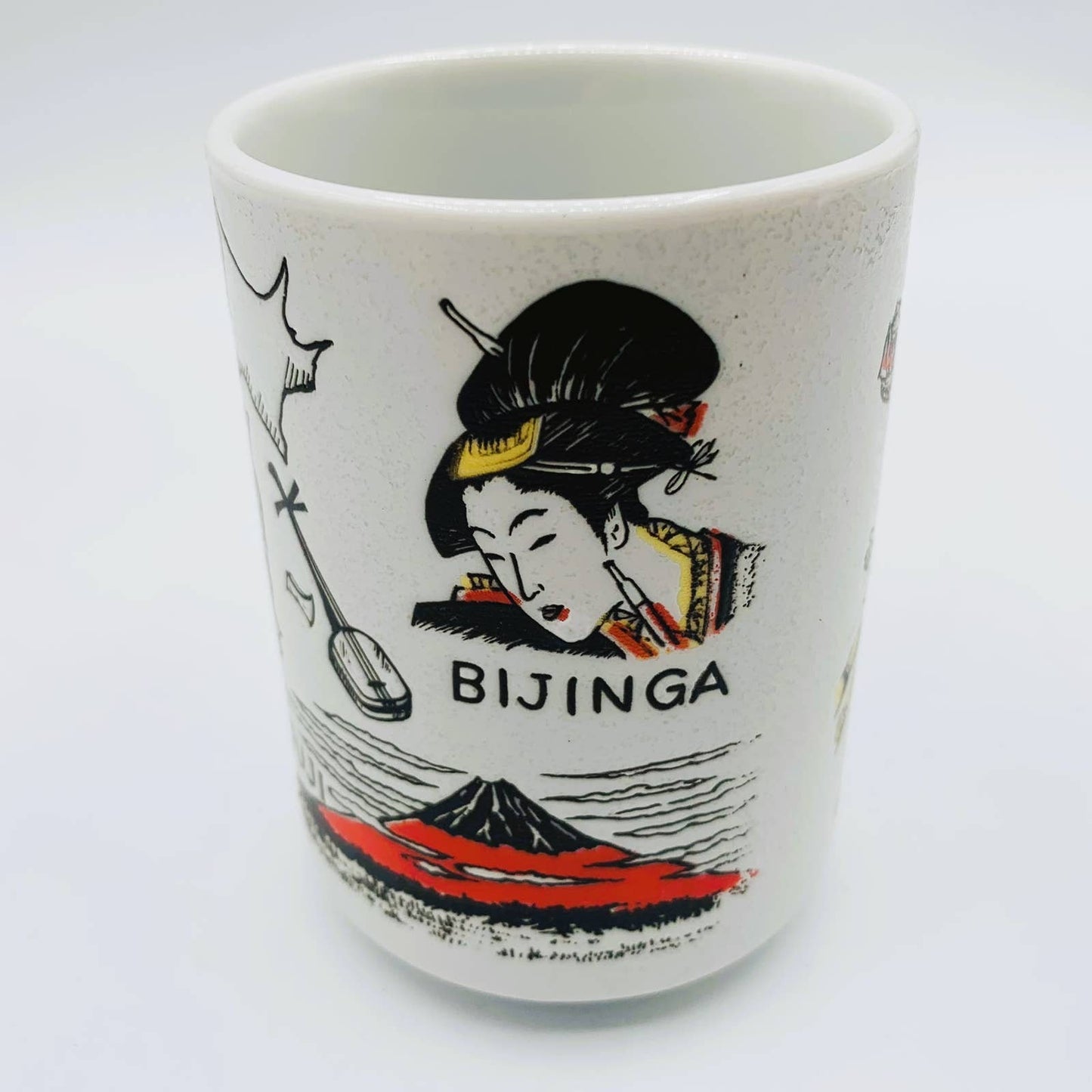 MUG: Japanese Tea Mug / Styized images of Japan, Temples, Sumo Wrestlers and Geisha's