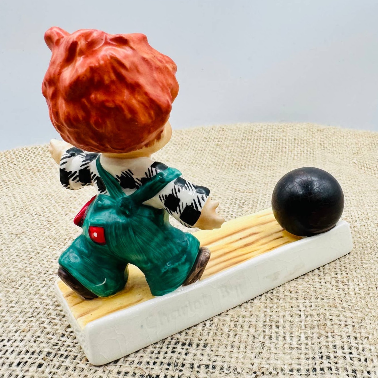 W. Goebel Redhead Boy Bowling Figurine Signed