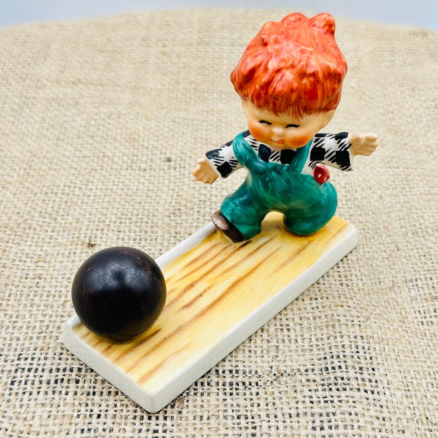 W. Goebel Redhead Boy Bowling Figurine Signed