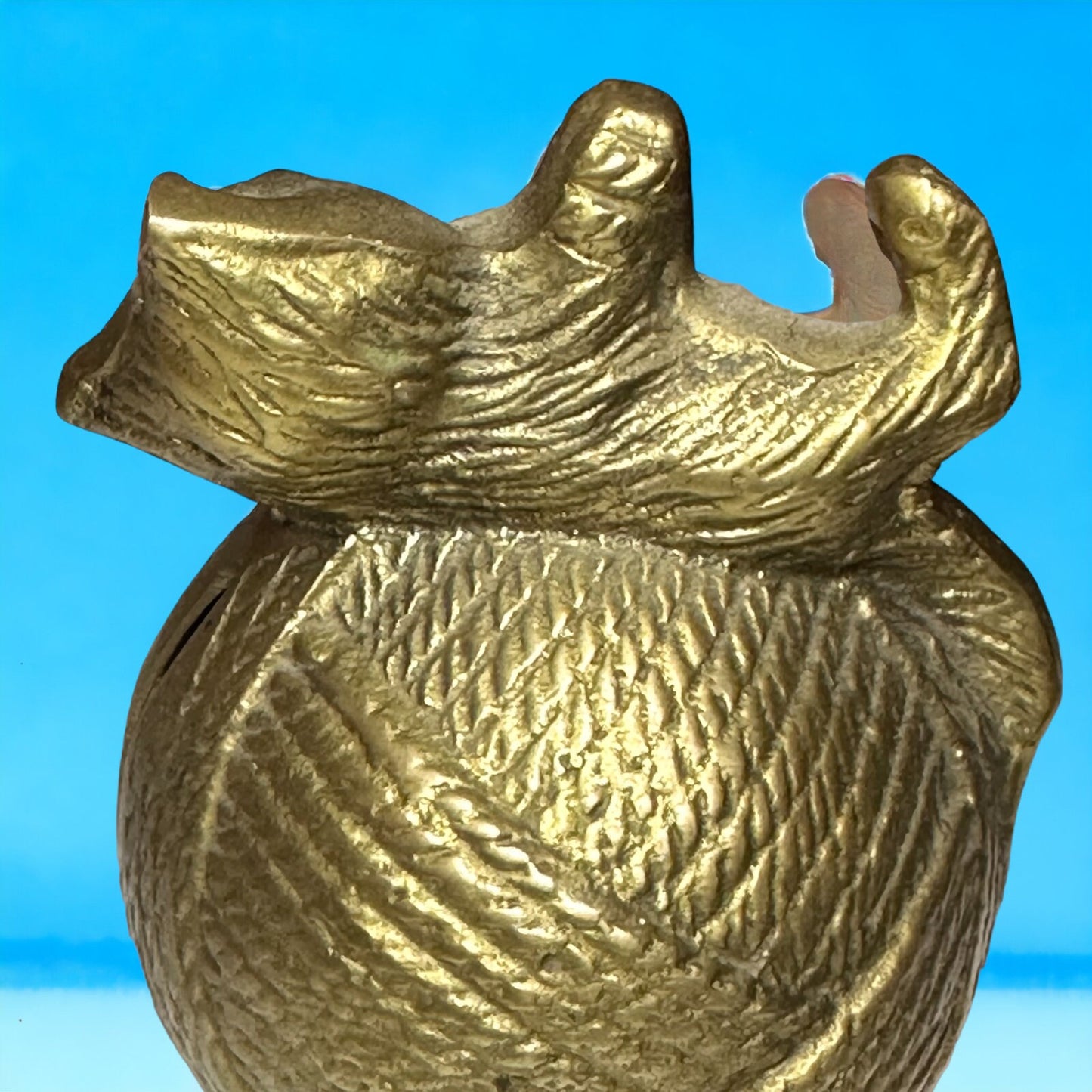 Kitty Cat Yarn Ball: Vintage Brass Coin Bank