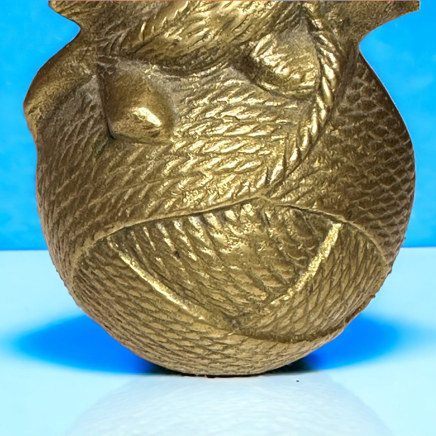 Kitty Cat Yarn Ball: Vintage Brass Coin Bank