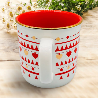 Davids Tea Holiday Christmas Mug - Red and White Motif