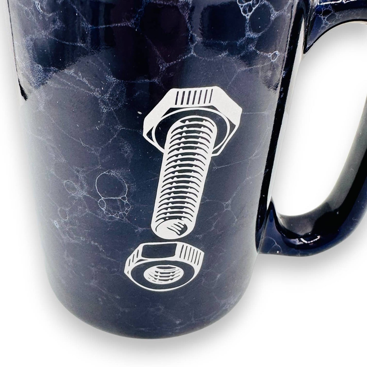 Black Fuller Fasteners Mug - Nut & Bolt Illustration