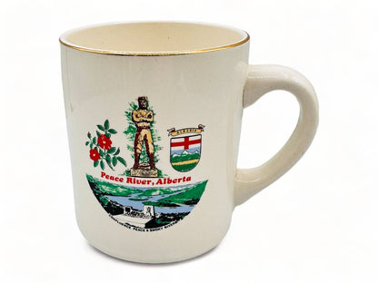 Vintage Gold Rimmed Peace River Alberta Canada Souvenir Mug - 1960's