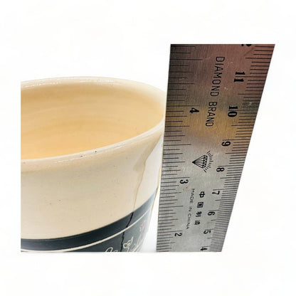Beige Mug with Black Inverted Flower Design - Handmade Pottery Mug