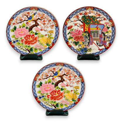 Vintage Japanese Tao Mei Imari Style Porcelain Gilt Plates - Japan - Japanese