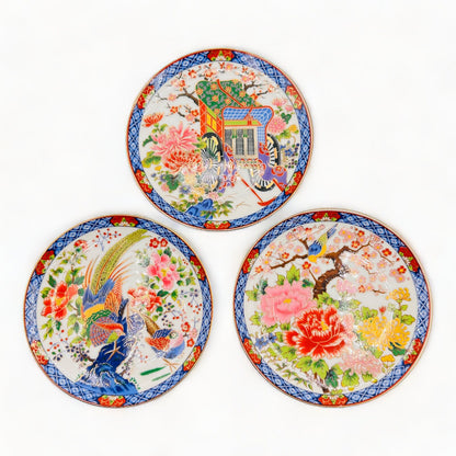 Vintage Japanese Tao Mei Imari Style Porcelain Gilt Plates - Japan - Japanese