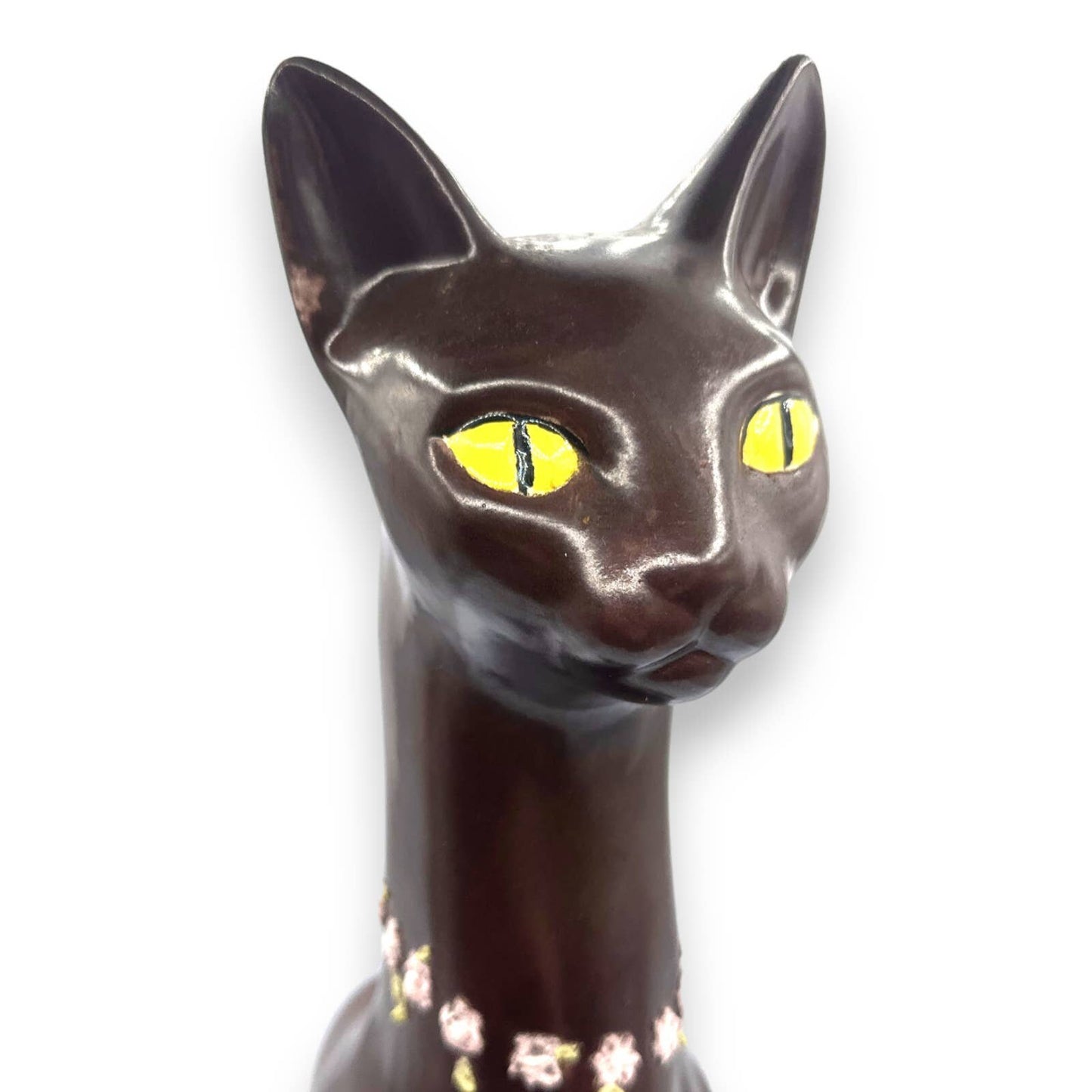 Vintage Tall and Slender Siamese Cat Statue  - Ceramic Chocolate Brown 17.5" Tall' x 6" wide