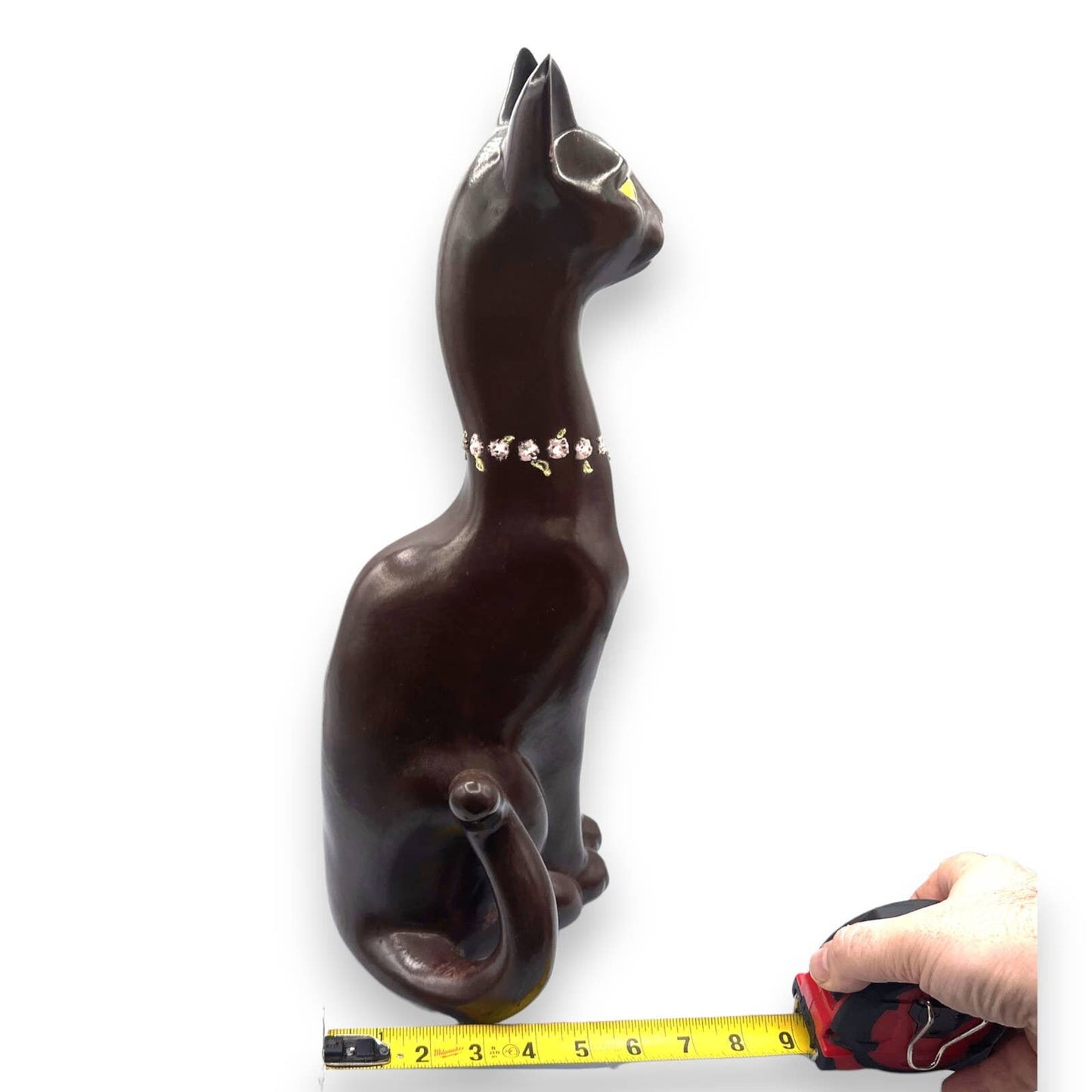 Vintage Tall and Slender Siamese Cat Statue  - Ceramic Chocolate Brown 17.5" Tall' x 6" wide