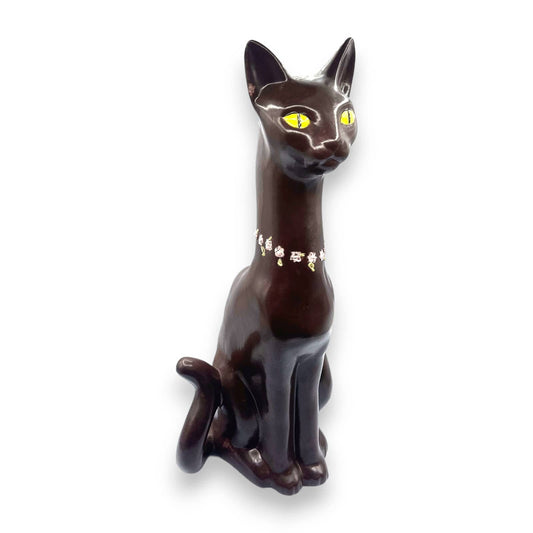 Vintage Tall and Slender Siamese Cat Statue  - Ceramic Chocolate Brown 17.5" Tall' x 6" wide