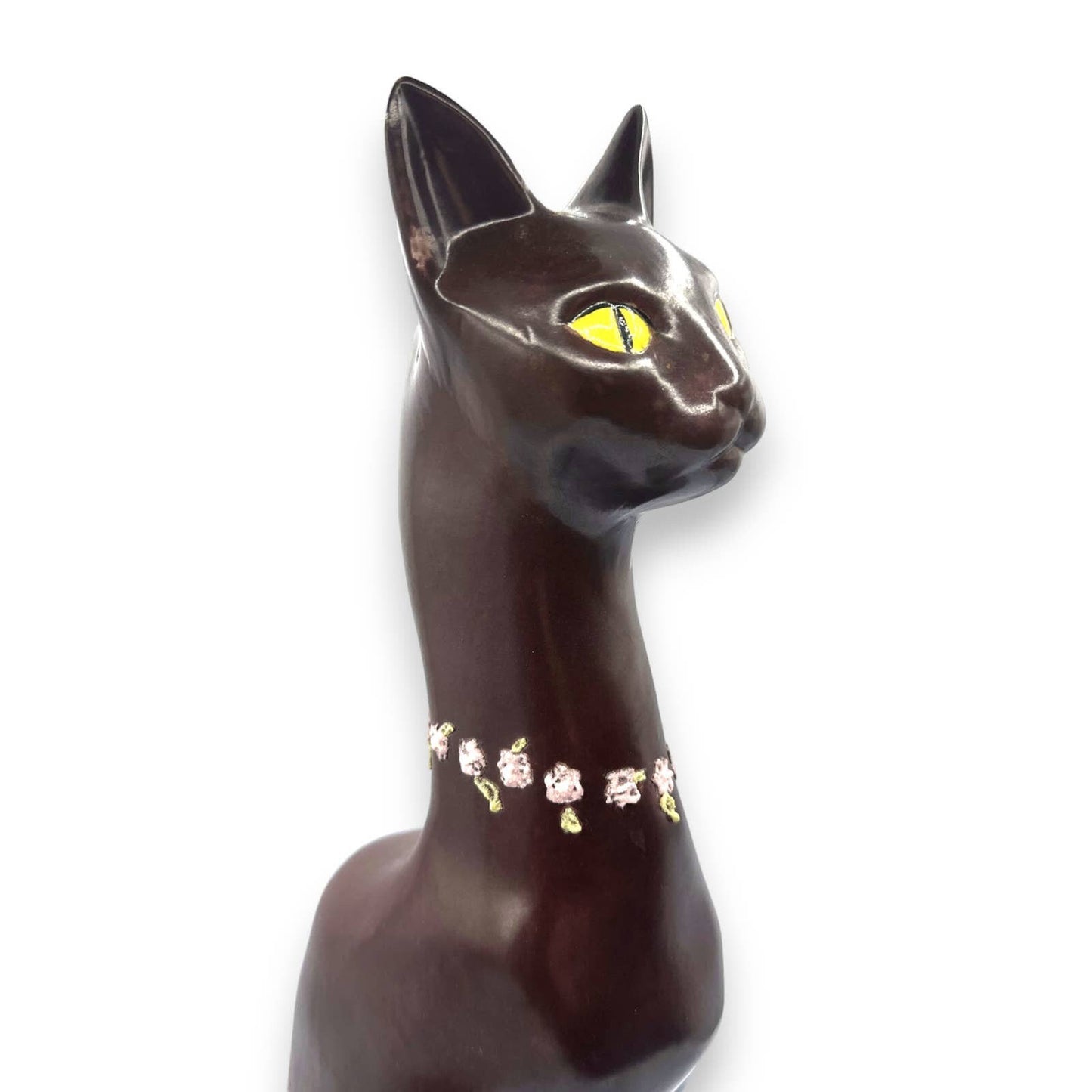 Vintage Tall and Slender Siamese Cat Statue  - Ceramic Chocolate Brown 17.5" Tall' x 6" wide