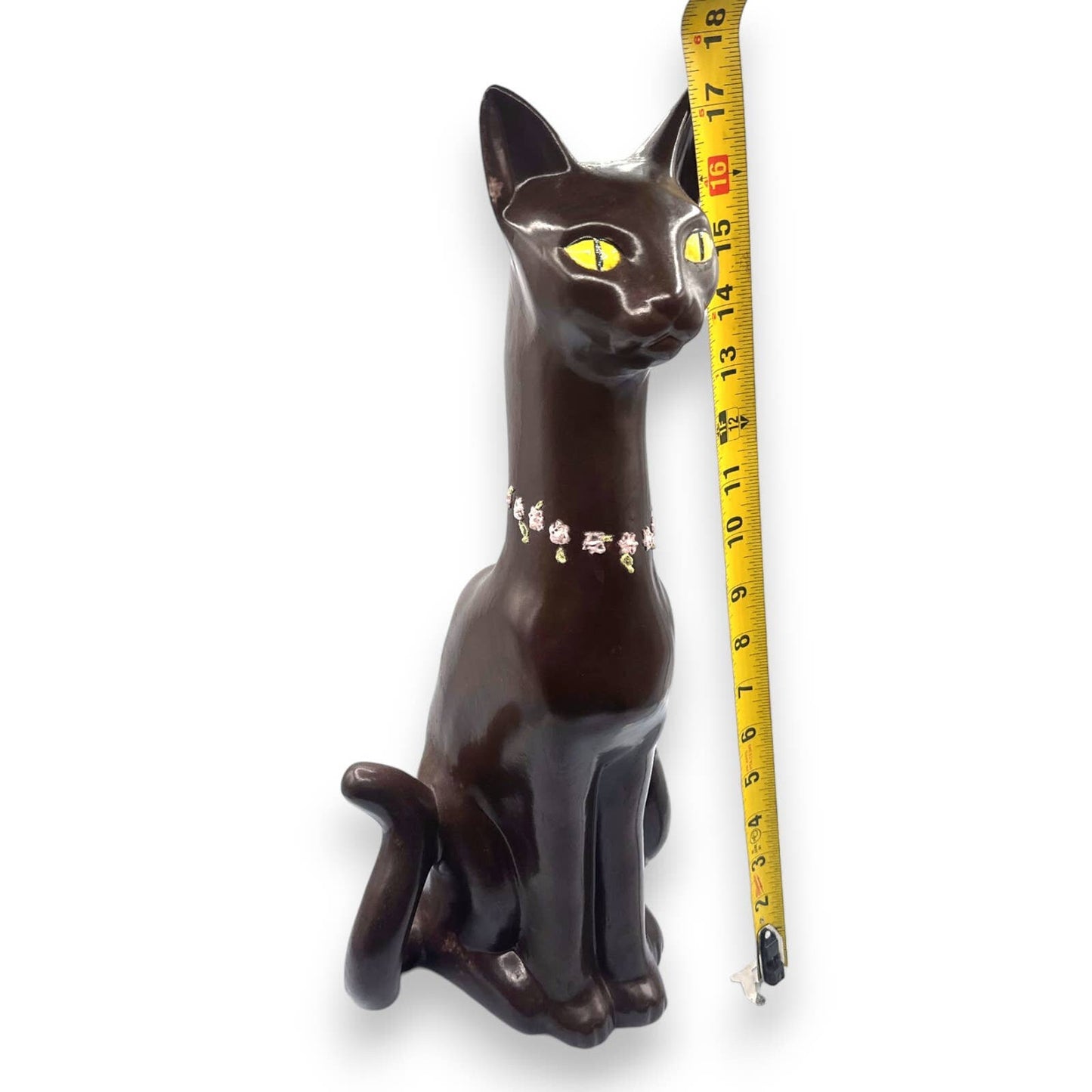 Vintage Tall and Slender Siamese Cat Statue  - Ceramic Chocolate Brown 17.5" Tall' x 6" wide