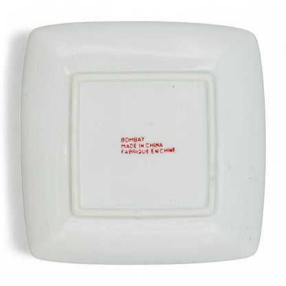Blue Chinoiserie with Red Accent Gold Rimmed Plate - 7.25" Square