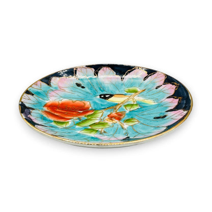 Vintage Chinese Hand Painted Bird on a Branch Trinket Dishes with Gold Highlights!