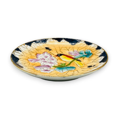 Vintage Chinese Hand Painted Bird on a Branch Trinket Dishes with Gold Highlights!