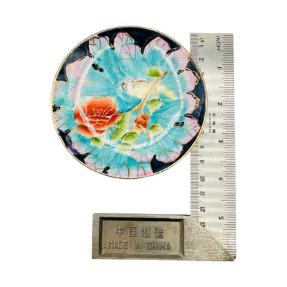 Vintage Chinese Hand Painted Bird on a Branch Trinket Dishes with Gold Highlights!
