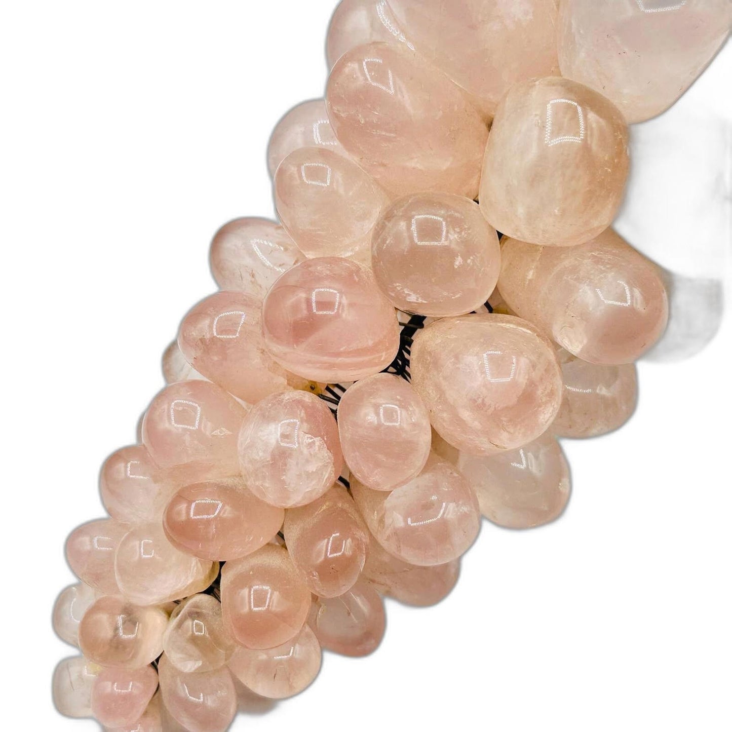 Mid-Century Rose Quartz Grape Bunch - 100+ Grapes - VINTAGE