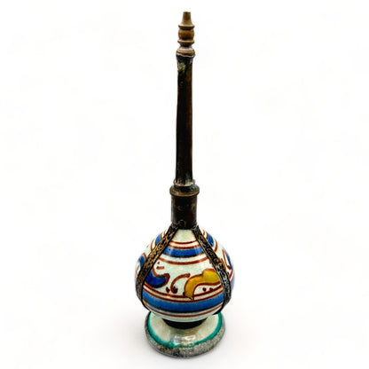 Exquisite Moroccan Alpaca-Embellished Perfume Bottle - 9.25" Tall