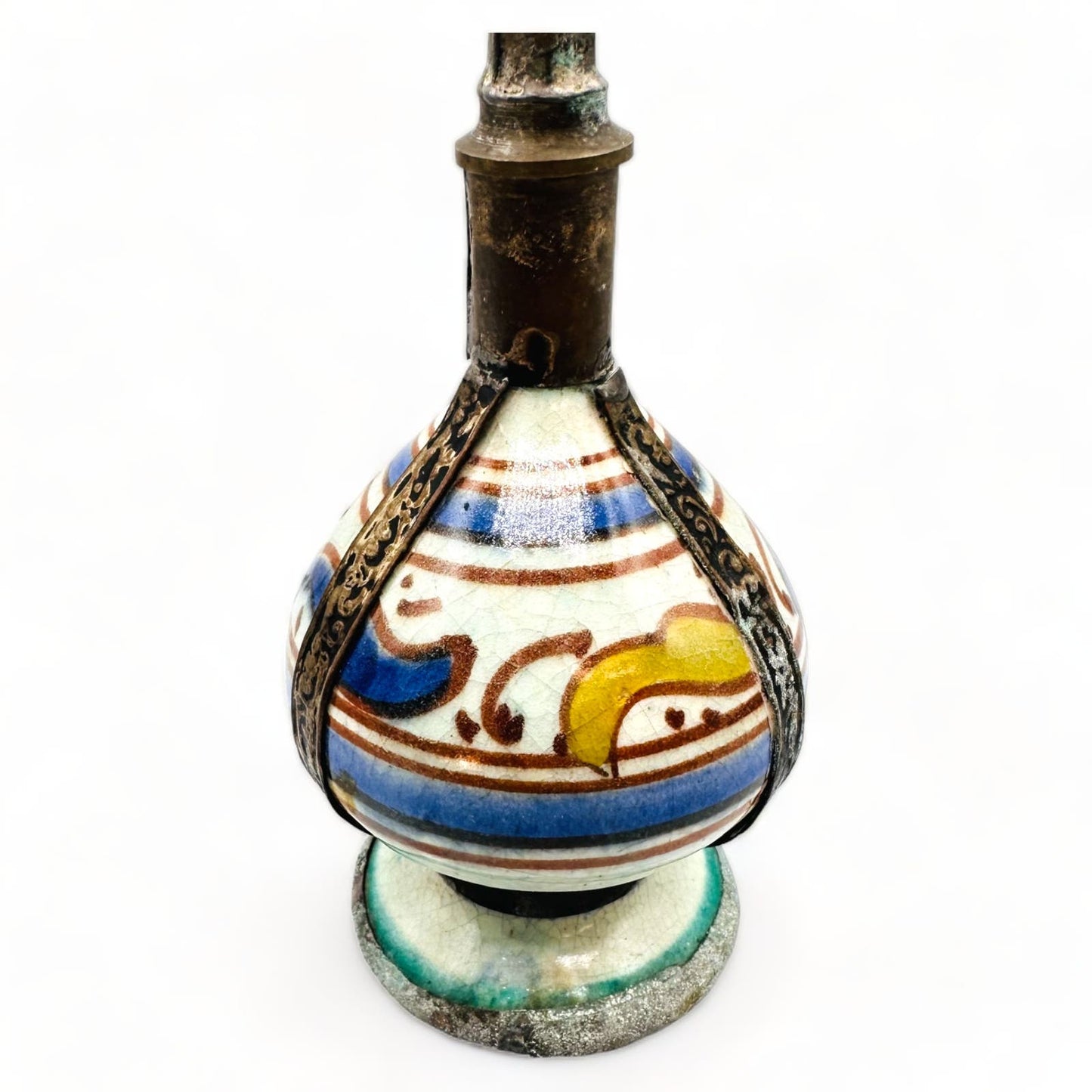 Exquisite Moroccan Alpaca-Embellished Perfume Bottle - 9.25" Tall